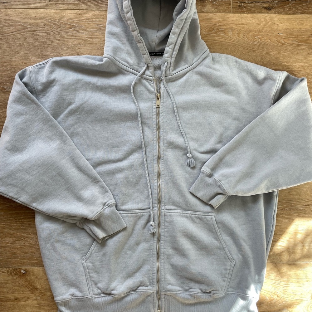 Brandy Melville Cozy Light Blue/Gray Hoodie with Zip